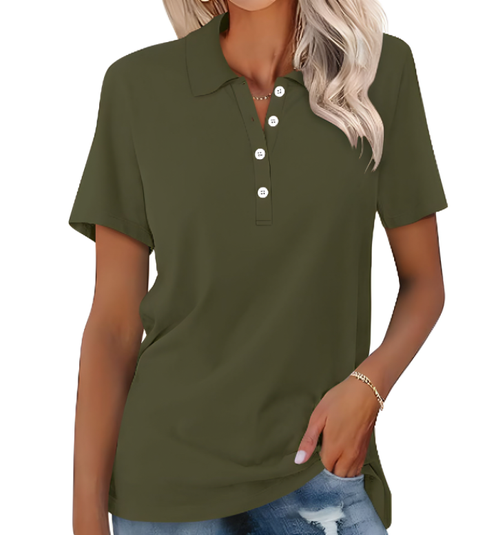 Ginger | Women's Classic Cotton Polo Shirt with Side Slits