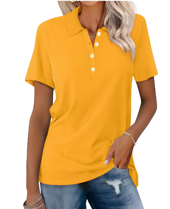 Ginger | Women's Classic Cotton Polo Shirt with Side Slits