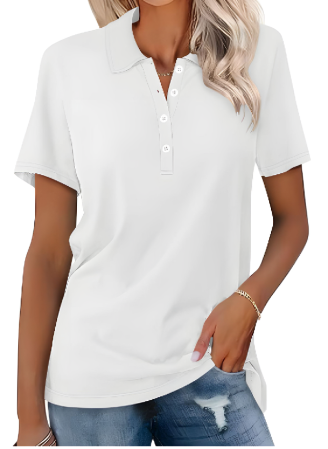 Ginger | Women's Classic Cotton Polo Shirt with Side Slits
