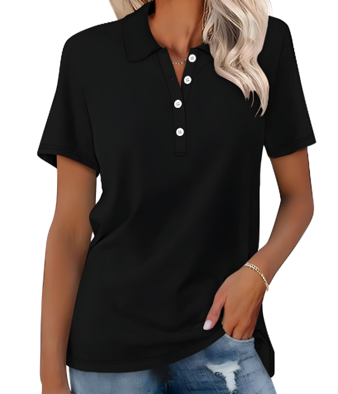 Ginger | Women's Classic Cotton Polo Shirt with Side Slits