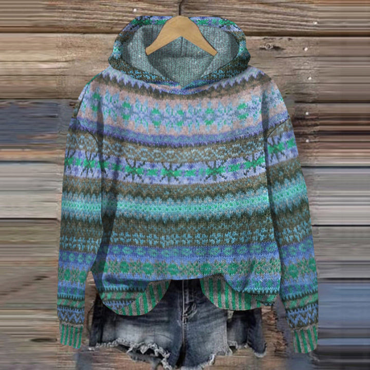 Glenda | Women's Cozy Fair Isle Knit Hoodie