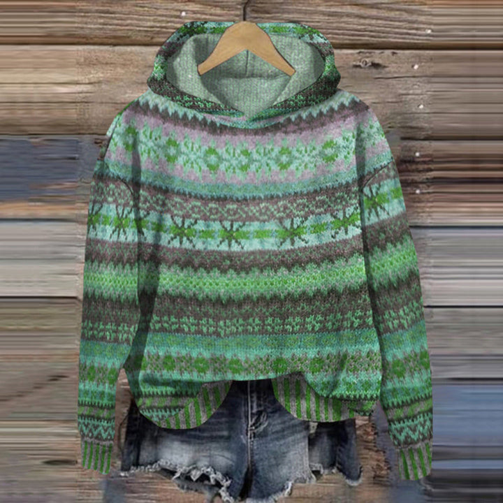 Glenda | Women's Cozy Fair Isle Knit Hoodie