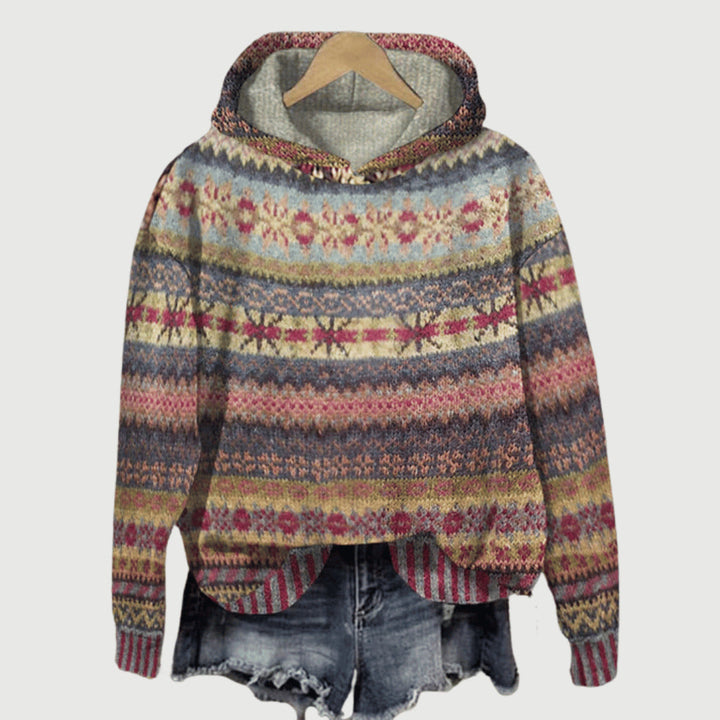 Glenda | Women's Cozy Fair Isle Knit Hoodie