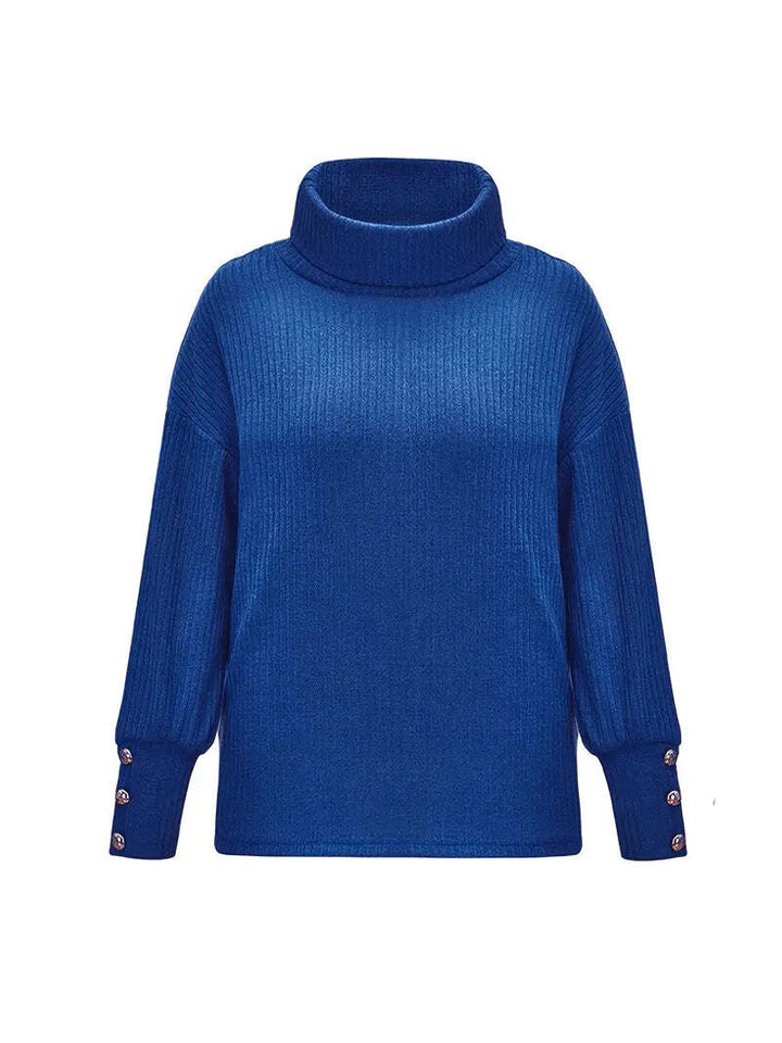 Lyra | Women's Cozy Button-Cuff Turtleneck Sweater