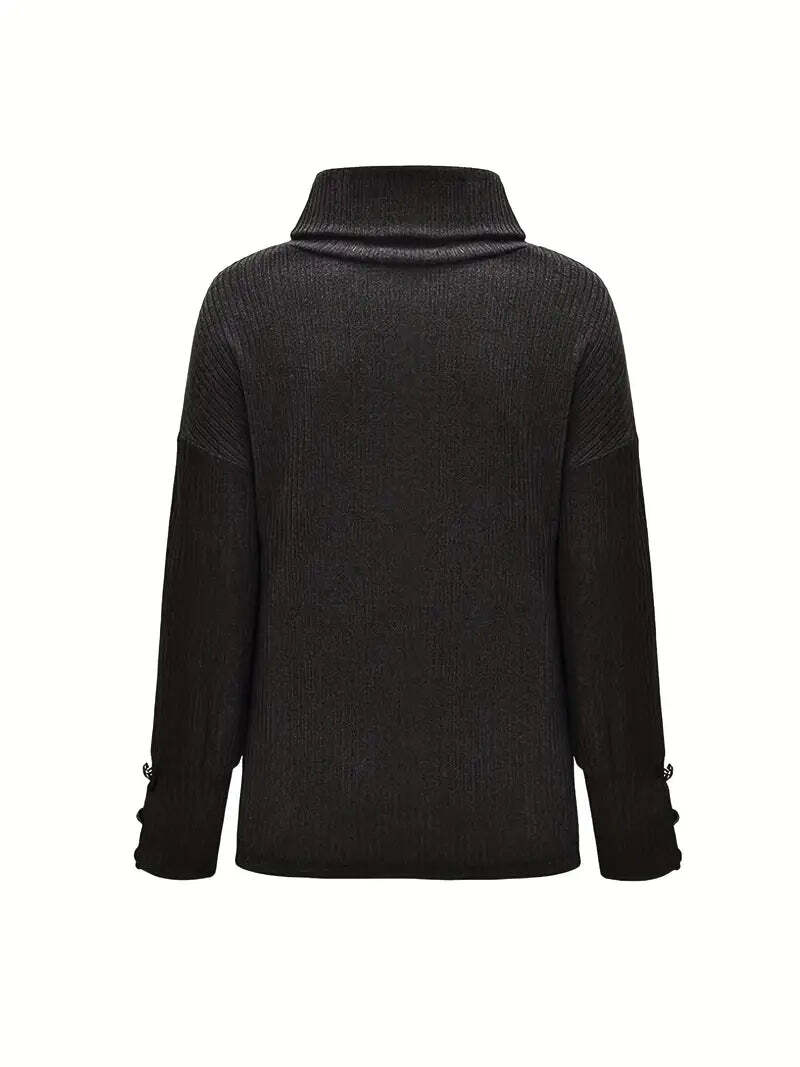 Lyra | Women's Cozy Button-Cuff Turtleneck Sweater