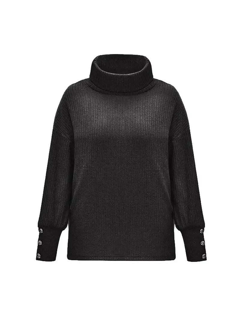 Lyra | Women's Cozy Button-Cuff Turtleneck Sweater