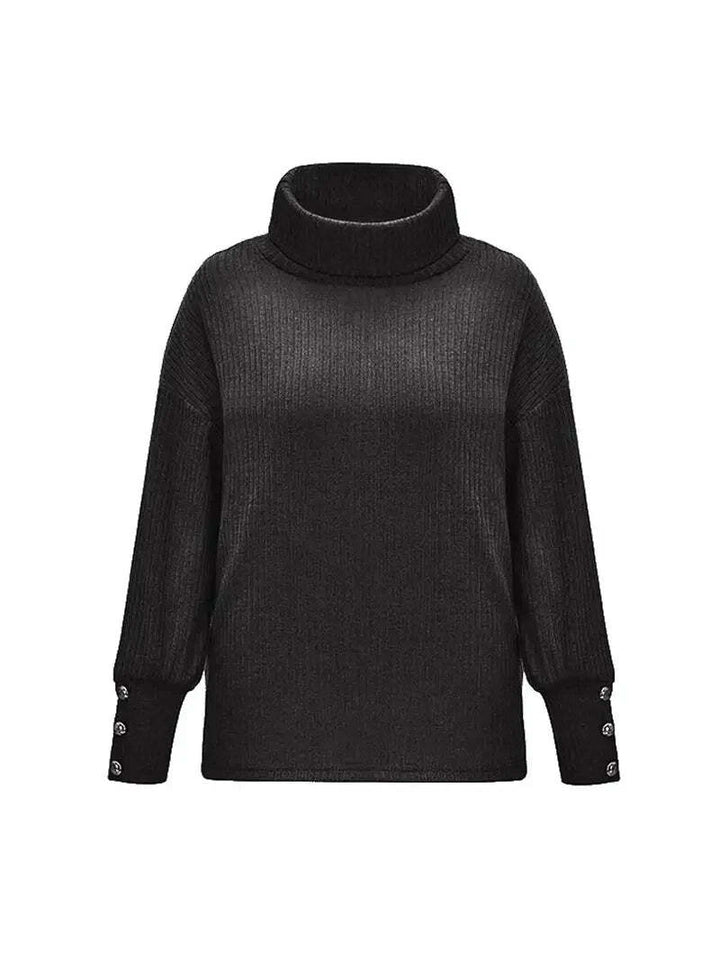 Lyra | Women's Cozy Button-Cuff Turtleneck Sweater