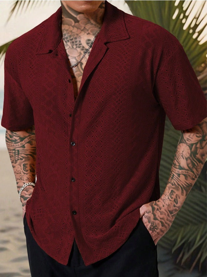Argus | Men's Stylish Open-Knit Summer Short-Sleeve Shirt