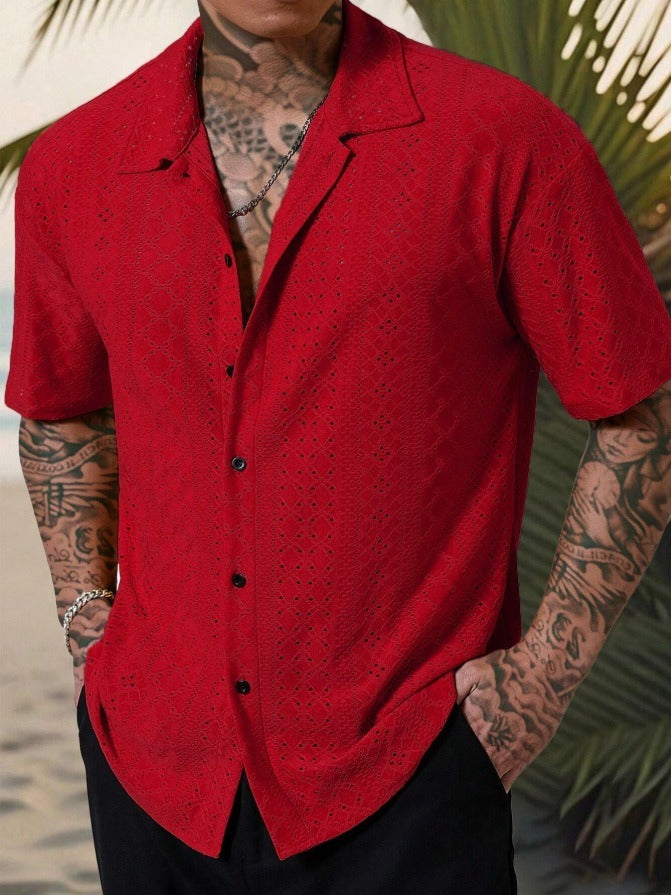 Argus | Men's Stylish Open-Knit Summer Short-Sleeve Shirt