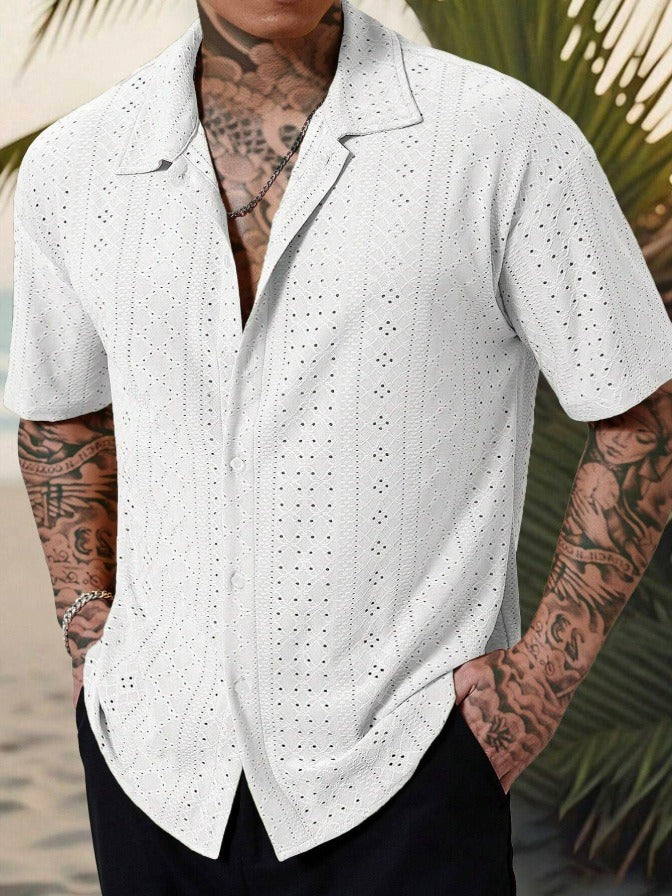 Argus | Men's Stylish Open-Knit Summer Short-Sleeve Shirt