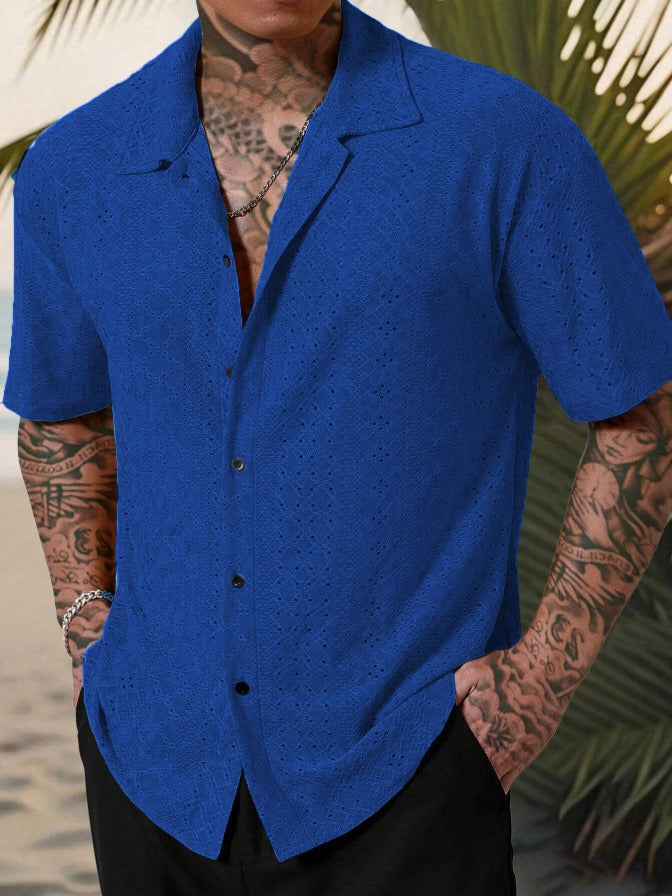 Argus | Men's Stylish Open-Knit Summer Short-Sleeve Shirt