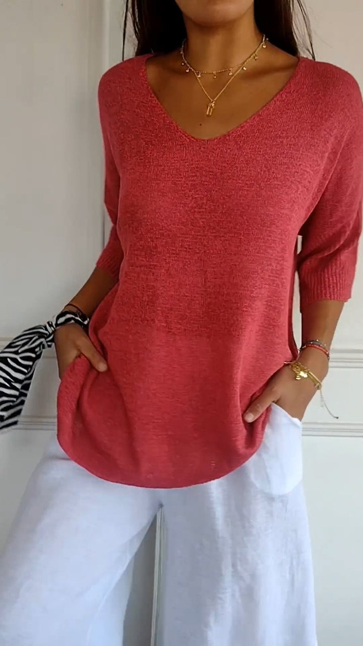 Hazel | Women's Casual V-Neck Knit Top