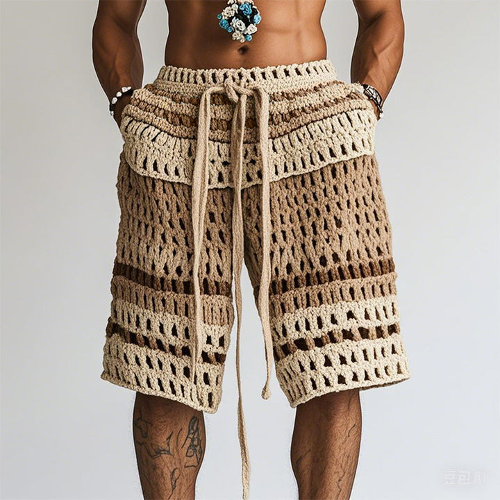 Cain | Men's Stylish Crochet Knit Beach Shorts