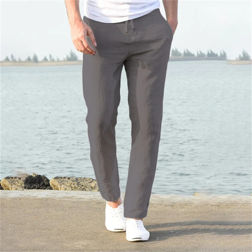 Everette | Men's Linen Drawstring Trousers with Pockets