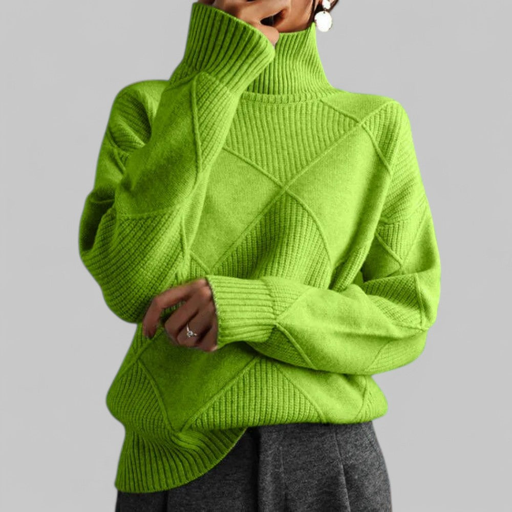 Iris | Women's Argyle Turtleneck Knit Sweater