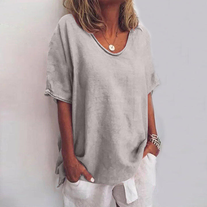 Josie | Women's Chic Oversized V-Neck Linen Top