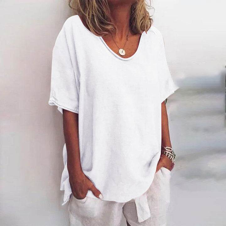 Josie | Women's Chic Oversized V-Neck Linen Top