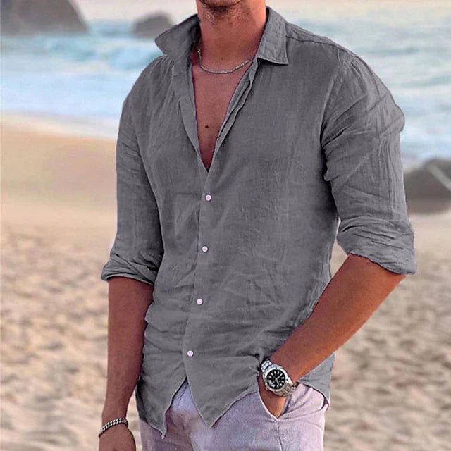 Ziggy | Men's Linen Long Sleeve Button Down Summer Shirt