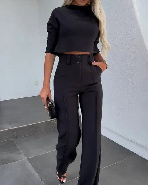 Monroe | Women's Chic Crop Top & Wide Leg Pant Set