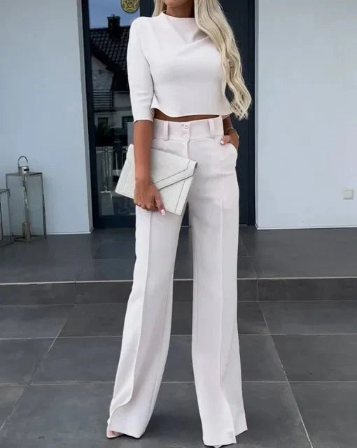 Monroe | Women's Chic Crop Top & Wide Leg Pant Set