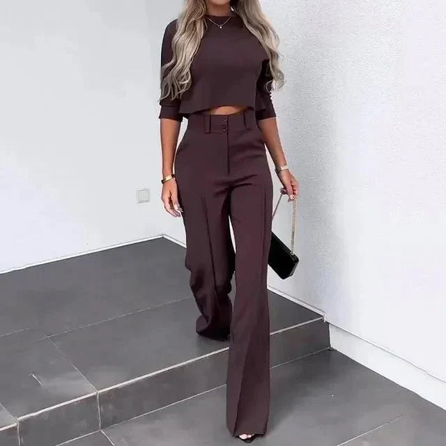 Monroe | Women's Chic Crop Top & Wide Leg Pant Set