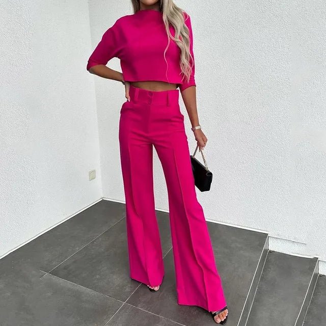 Monroe | Women's Chic Crop Top & Wide Leg Pant Set