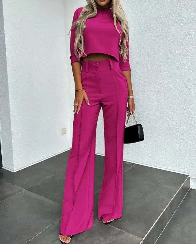 Monroe | Women's Chic Crop Top & Wide Leg Pant Set