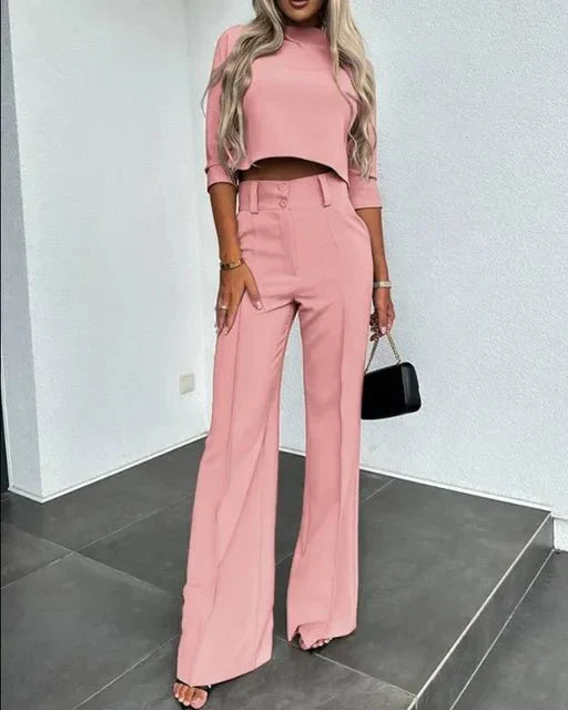 Monroe | Women's Chic Crop Top & Wide Leg Pant Set