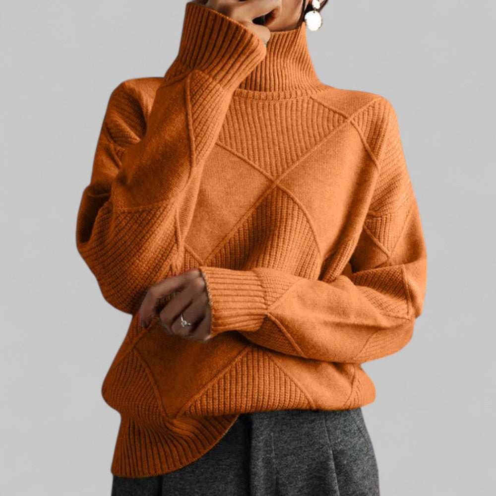 Iris | Women's Argyle Turtleneck Knit Sweater