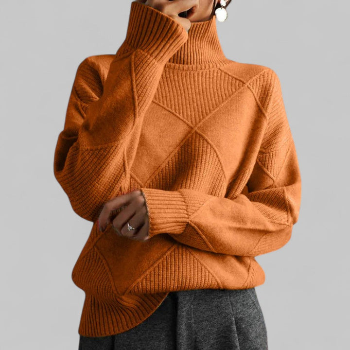 Iris | Women's Argyle Turtleneck Knit Sweater