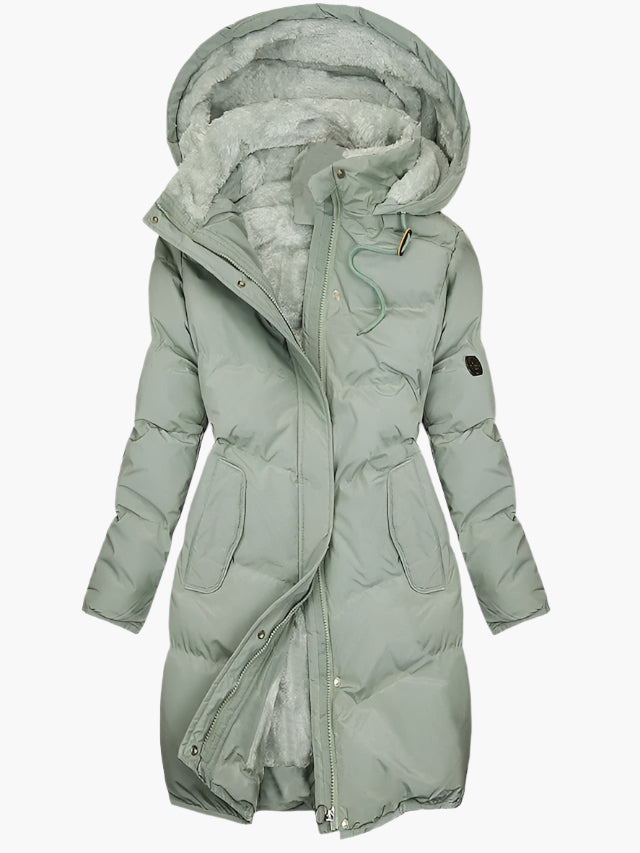 Maya | Women's Long Hooded Puffer Jacket with Faux Fur