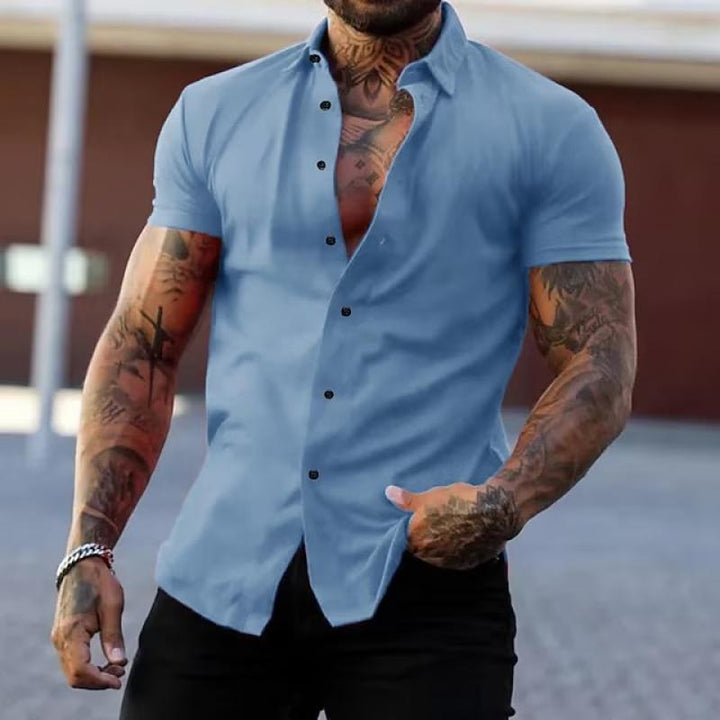 Cassian | Men's Classic Lapel Short-Sleeve Button-Down Shirt