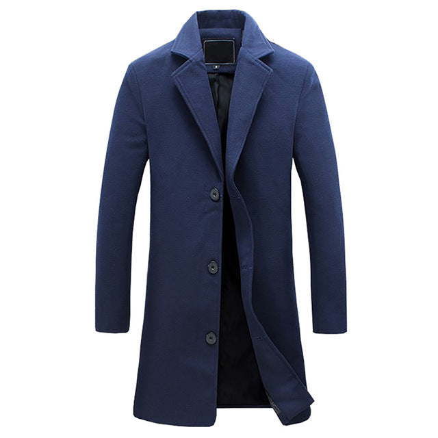 Wesley | Men's Stylish Knee-Length Single-Breasted Overcoat