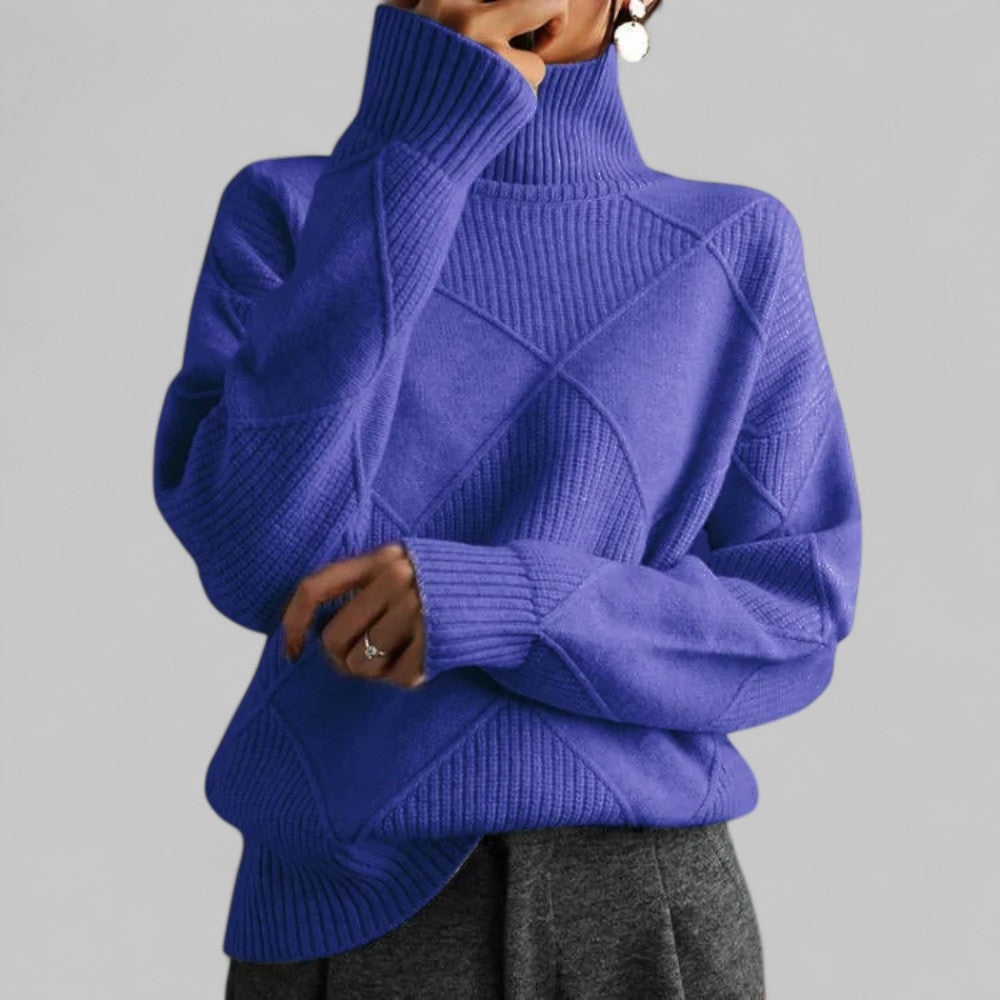 Iris | Women's Argyle Turtleneck Knit Sweater