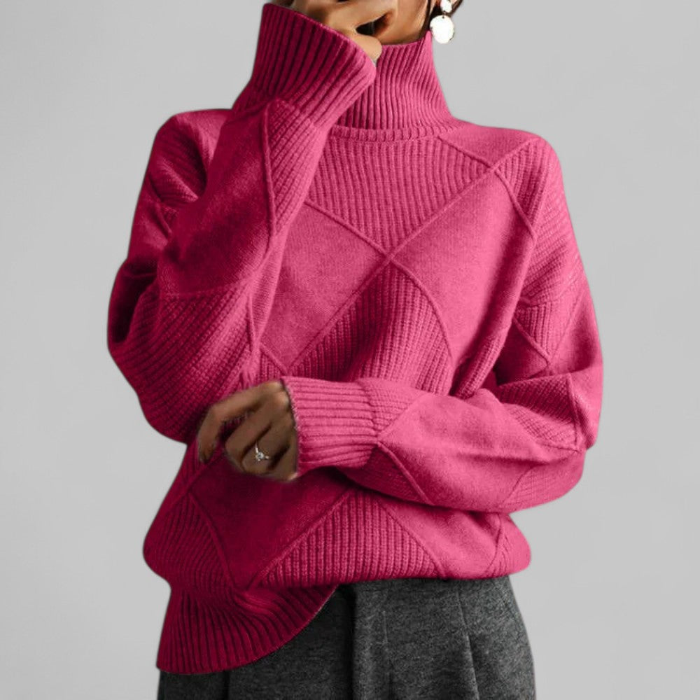 Iris | Women's Argyle Turtleneck Knit Sweater