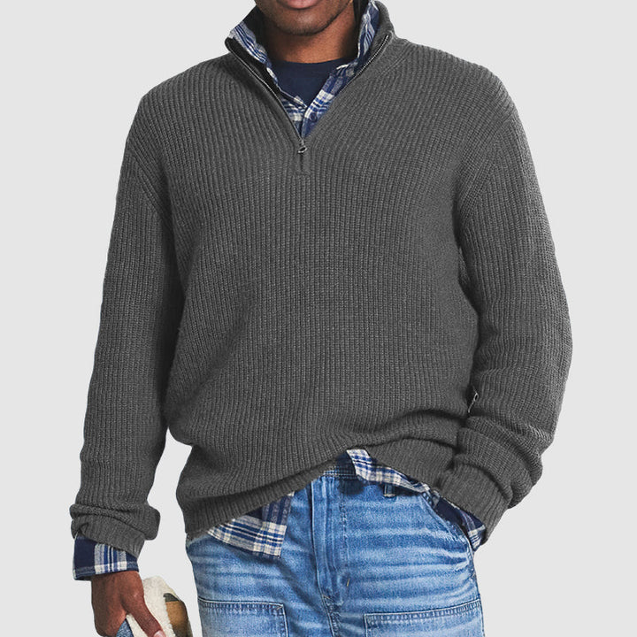 William | Men's Ribbed Half-Zip Collar Sweater