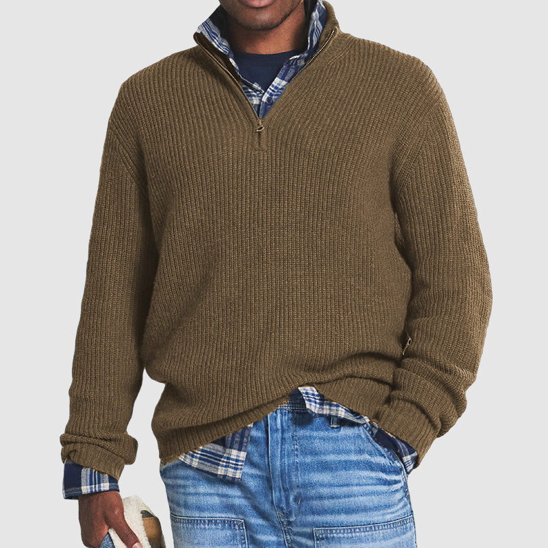 William | Men's Ribbed Half-Zip Collar Sweater