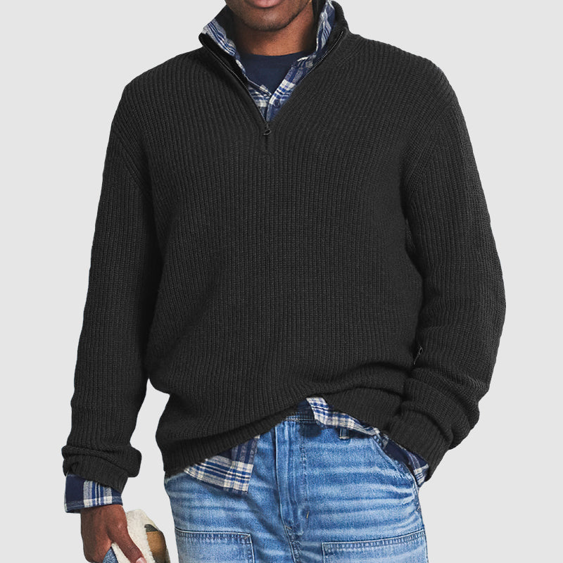 William | Men's Ribbed Half-Zip Collar Sweater