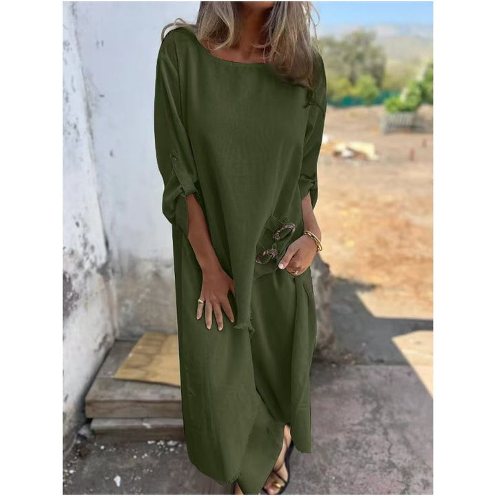 Karen | Women's Cotton Loose Fit Robe and Trousers Two Piece Set