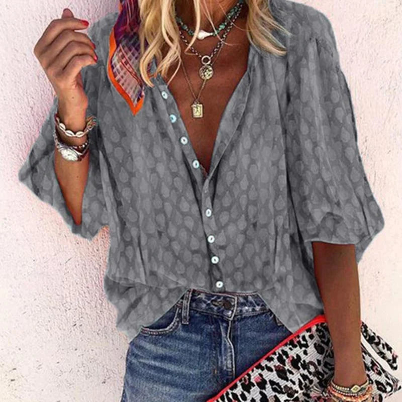 Lara | Women's Chic Lightweight Button Front Summer Blouse