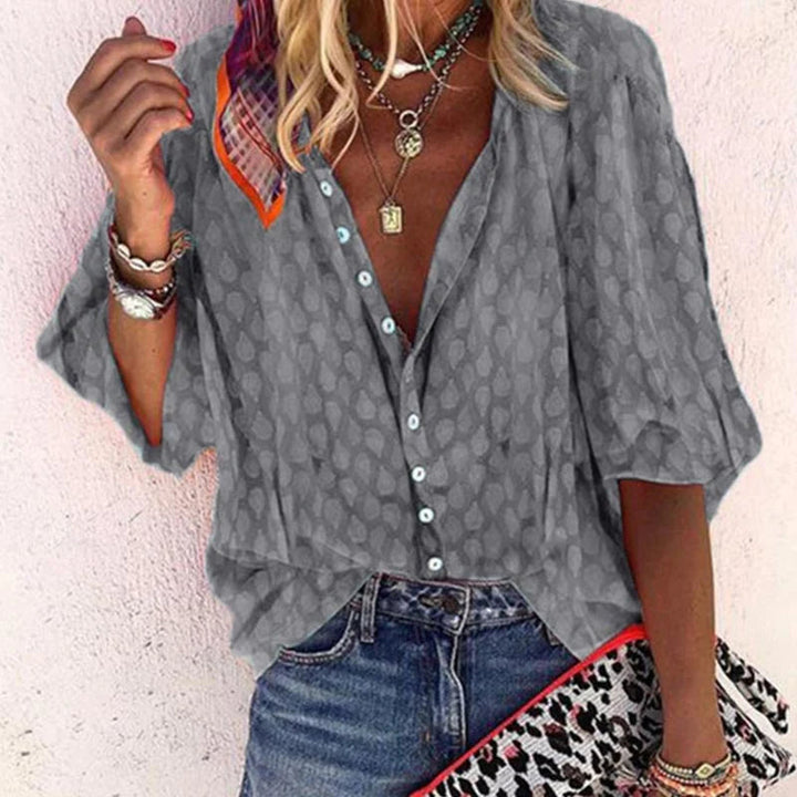Lara | Women's Chic Lightweight Button Front Summer Blouse