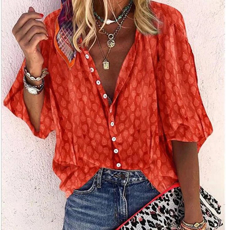 Lara | Women's Chic Lightweight Button Front Summer Blouse