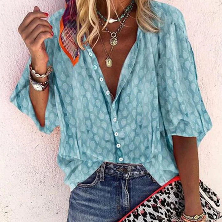 Lara | Women's Chic Lightweight Button Front Summer Blouse
