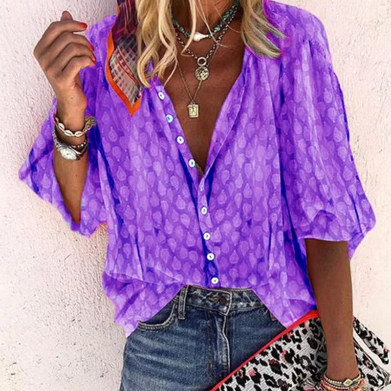 Lara | Women's Chic Lightweight Button Front Summer Blouse