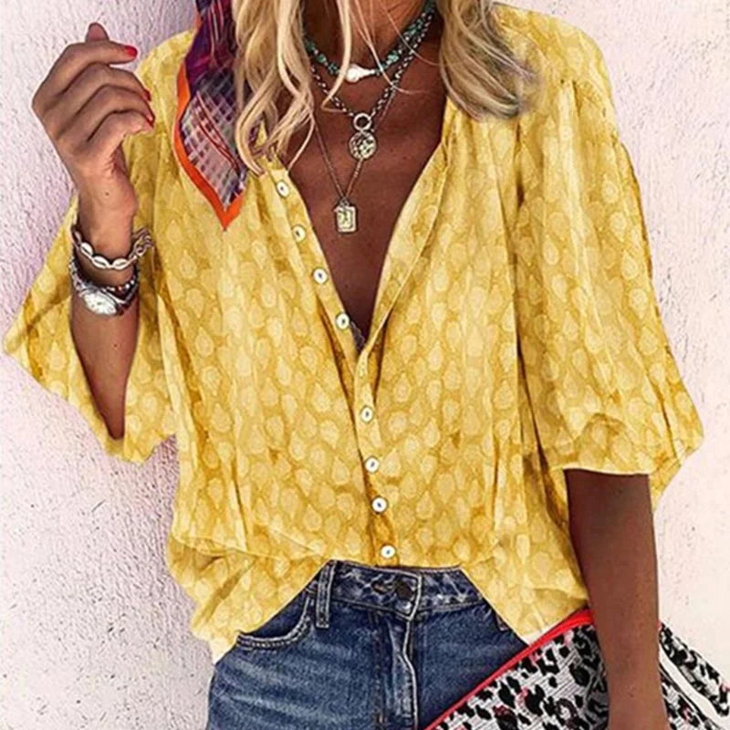 Lara | Women's Chic Lightweight Button Front Summer Blouse