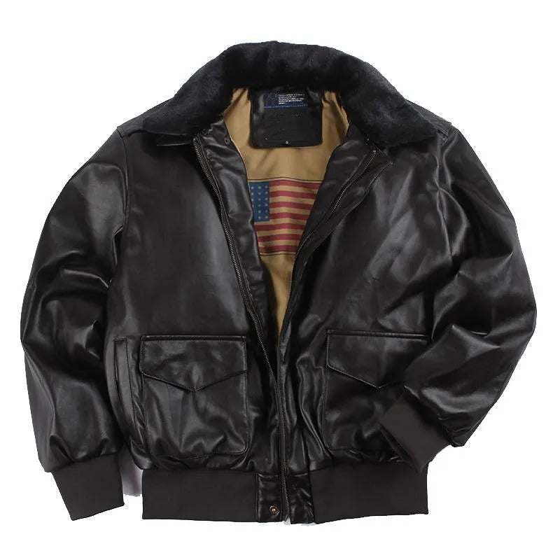 Jack | Men's Vintage Leather Bomber Jacket with Fur Collar