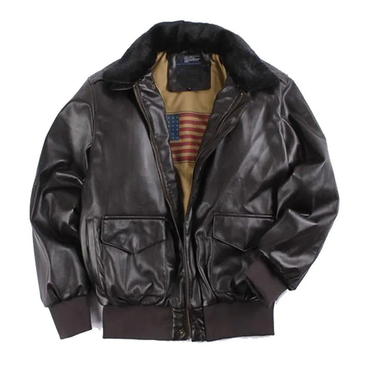 Jack | Men's Vintage Leather Bomber Jacket with Fur Collar
