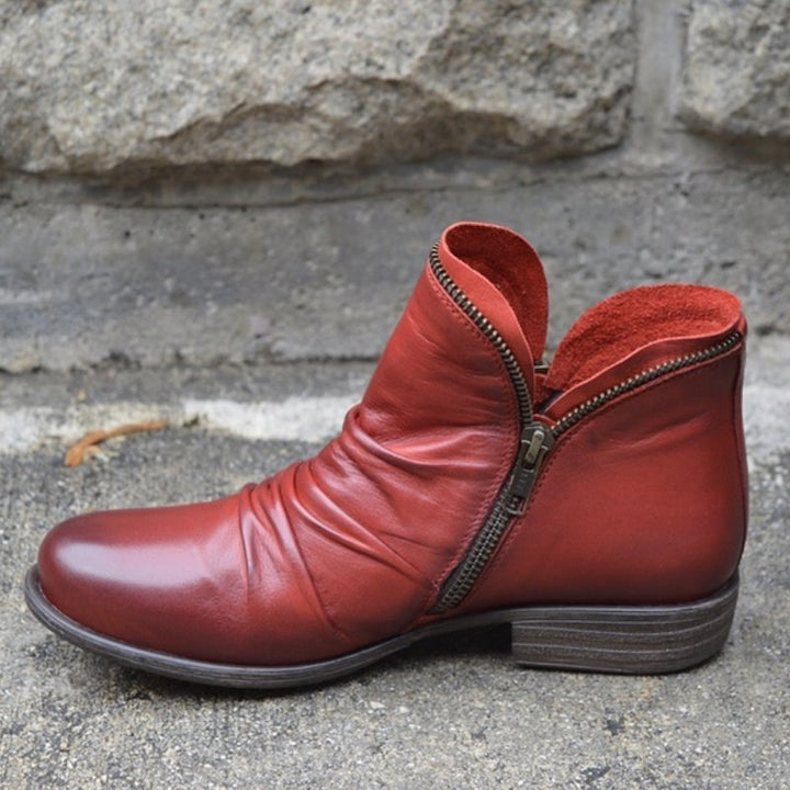 Cleo | Women's Chunky Heel Ankle Boots with Side Zippers