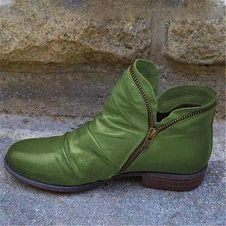 Cleo | Women's Chunky Heel Ankle Boots with Side Zippers