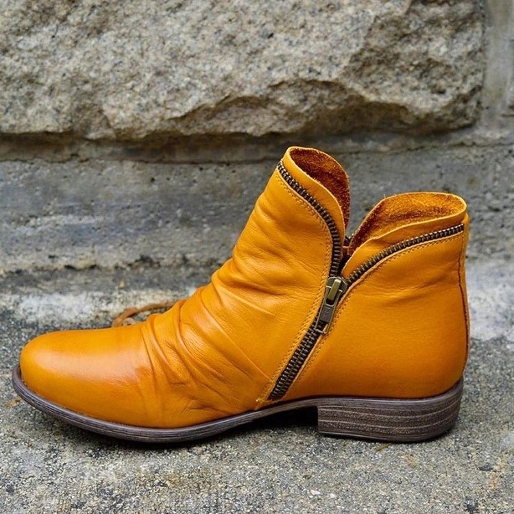 Cleo | Women's Chunky Heel Ankle Boots with Side Zippers